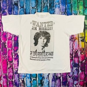Vintage RARE Jim Morrison The Doors T-shirt “Wanted” arrest, fugitive poster XXL
